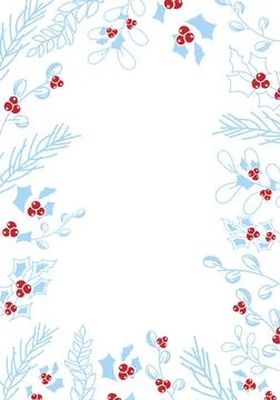 Vector. Merry Christmas and Happy New Year floral background, copy space. Stock Illustration