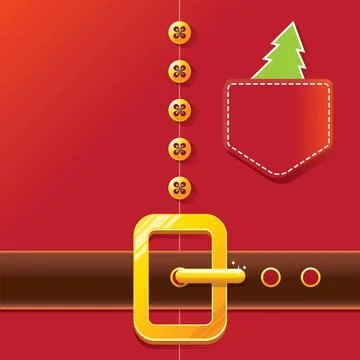 Vector merry christmas classic red cartoon background with santa claus belt and 스톡 일러스트