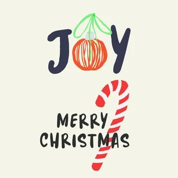 Vector Merry Christmas interior poster with lettering. Hand painted illustration Stock Illustration