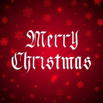 Vector Merry Christmas Lettering in Gothic Style over Red. Stock Illustration
