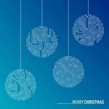 Vector merry christmas printed circuit board bulbs Illustration
