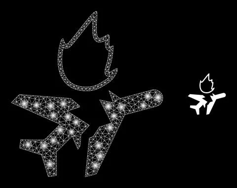 Vector Mesh Net Airplane Crash with Magic Constellation Dots Illustrazione stock
