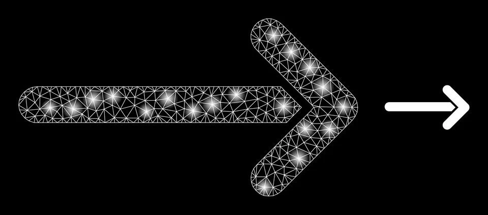 Vector Mesh Net Arrow Right with Glowing Network Flashes Stock Illustration