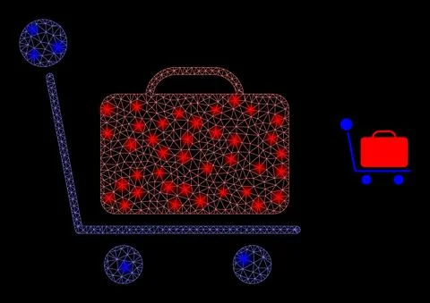 Vector Mesh Net Baggage Cart with Magic Constellation Flares Stock Illustration