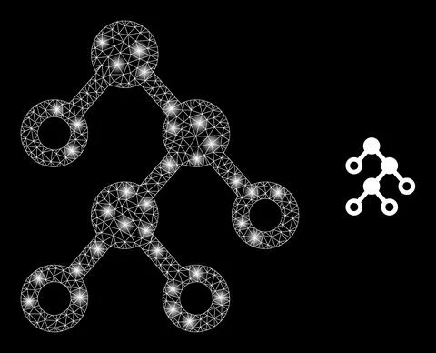 Vector Mesh Net Binary Nodes with Magic Network Flares Stockillustratie