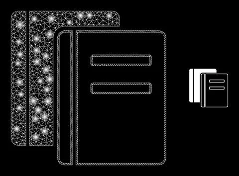 Vector Mesh Net Books with Illumitated Carcass Flares Illustrazione stock
