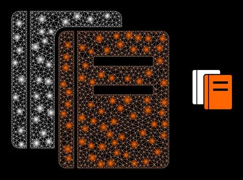 Vector Mesh Net Books with Light Wire Frame Flashes イラスト素材