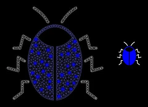 Vector Mesh Net Bug with Bright Constellation Dots Illustrazione stock