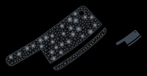 Vector Mesh Net Butchery Blade with Shiny Wire Frame Flares Stock Illustration