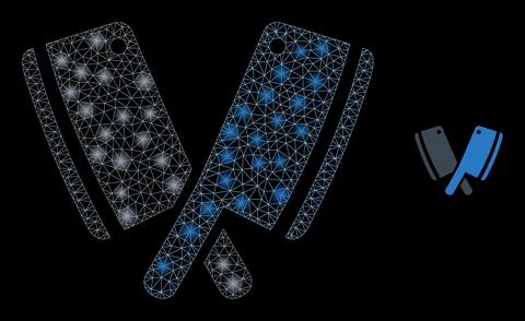 Vector Mesh Net Butchery Blades with Glitter Network Flashes Stock Illustration