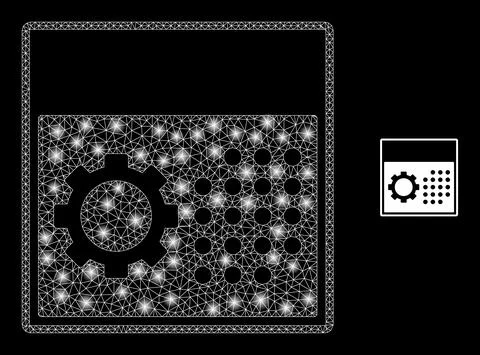 Vector Mesh Net Calendar Settings with Glare Network Dots Stock Illustration