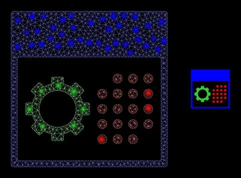 Vector Mesh Net Calendar Settings with Bright Wire Frame Flares Stock Illustration