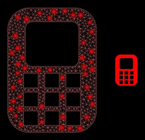 Vector Mesh Net Cellphone with Glitter Wire Frame Spots イラスト素材
