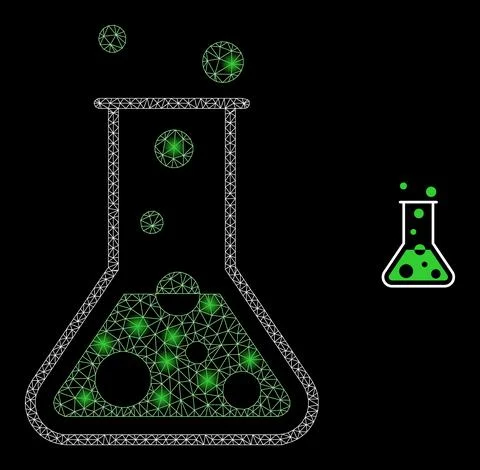 Vector Mesh Net Chemical Retort with Illumitated Network Flashes Stock Illustration