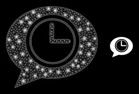 Vector Mesh Net Clock Message Balloon with Bright Constellation Dots Ilustración de archivo