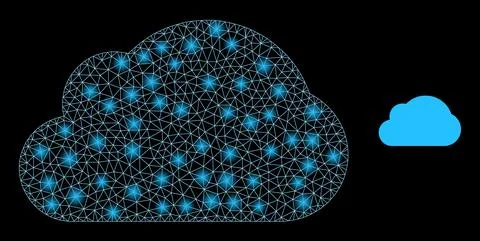 Vector Mesh Net Cloud with Glare Constellation Dots Stock Illustration