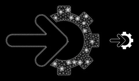 Vector Mesh Net Cog Arrow Integration with Bright Carcass Stars Stock-Illustration