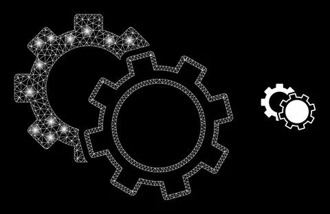 Vector Mesh Net Cogs with Shiny Wire Frame Flares Stock-Illustration