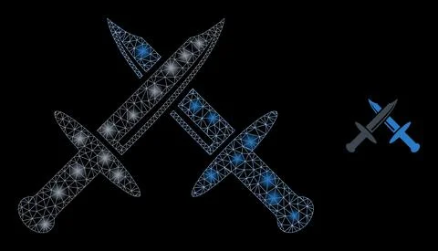 Vector Mesh Net Cold Weapon with Magic Carcass Flares 库存插图