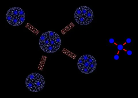 Vector Mesh Net Connections with Glowing Constellation Dots Stock Illustration
