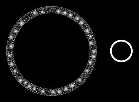 Vector Mesh Net Contour Circle with Glitter Network Dots Stock Illustration