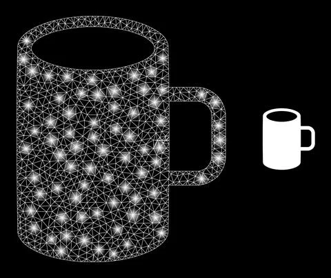 Vector Mesh Net Cup with Magic Wire Frame Spots 库存插图