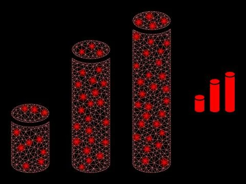 Vector Mesh Net Cylinder Chart with Glitter Carcass Spots Stock Illustration
