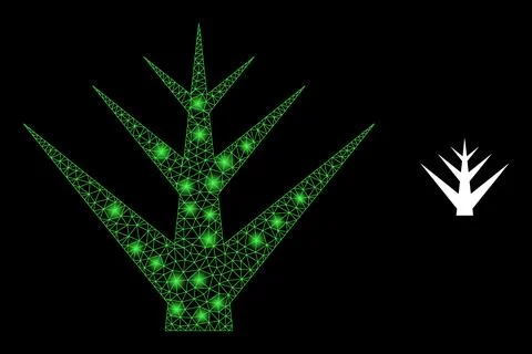 Vector Mesh Net Decorative Tree with Majestic Network Flares Stock Illustration