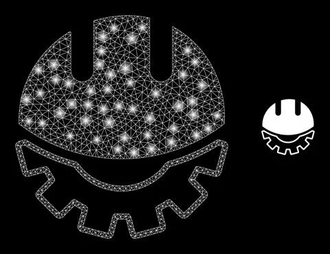 Vector Mesh Net Development Helmet with Light Carcass Flashes Stock Illustration