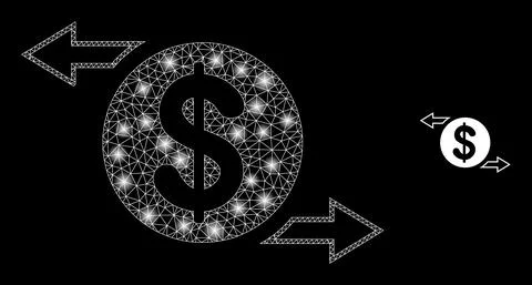 Vector Mesh Net Dollar Exchange Arrows with Majestic Constellation Spots Stock Illustration