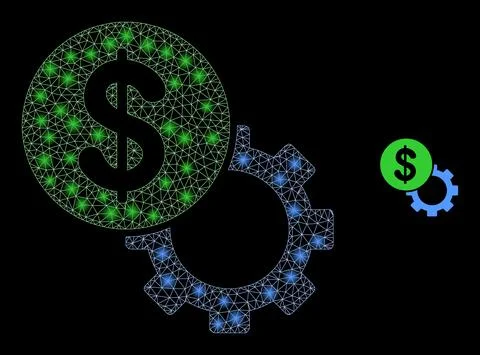 Vector Mesh Net Dollar Setup Gear with Majestic Constellation Spots Stock Illustration