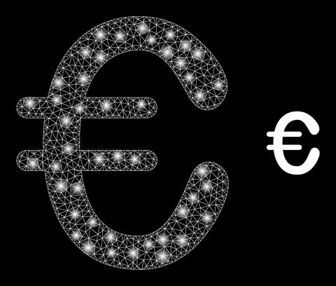 Vector Mesh Net Euro Currency with Shiny Carcass Flashes Illustrazione stock