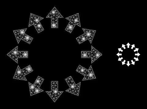 Vector Mesh Net Explode Arrows with Illumitated Carcass Spots Illustrazione stock