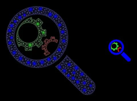 Vector Mesh Net Explore Gears with Glitter Network Flares Stock Illustration