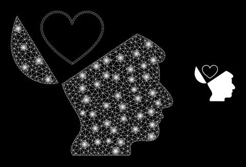 Vector Mesh Net Favourites Open Mind with Light Carcass Stars Stock Illustration
