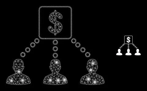 Vector Mesh Net Financial Clients Links with Glitter Network Flashes Stock Illustration