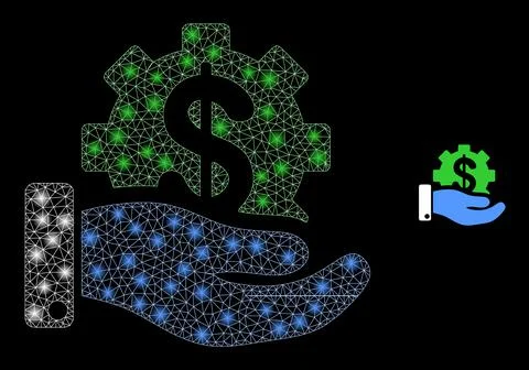 Vector Mesh Net Financial Service Offer with Glowing Carcass Dots Stock Illustration