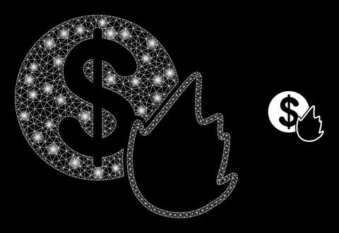 Vector Mesh Net Fired Money with Glare Network Dots Stock Illustration