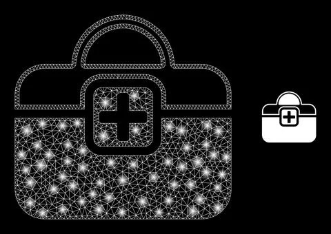 Vector Mesh Net First-Aid Case with Light Constellation Flashes Illustrazione stock