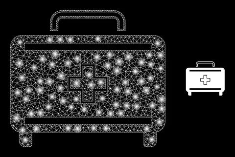 Vector Mesh Net First Aid Case with Bright Carcass Flashes Illustrazione stock