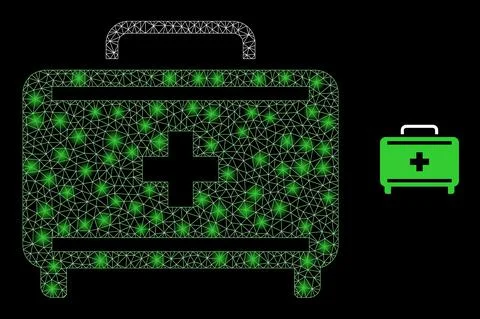 Vector Mesh Net First Aid Case with Shiny Carcass Flashes Stock Illustration