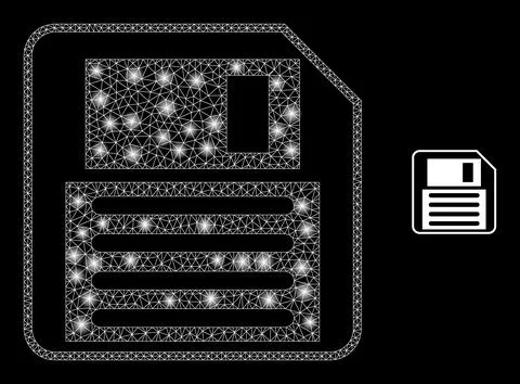 Vector Mesh Net Floppy Disk with Illumitated Network Spots Stock Illustration