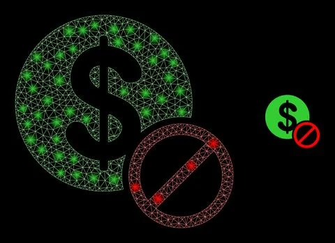 Vector Mesh Net Forbidden Dollar with Bright Constellation Stars 库存插图