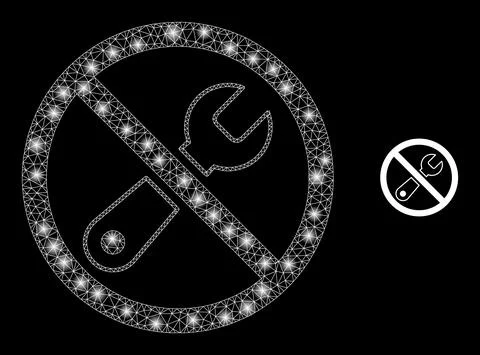 Vector Mesh Net Forbidden Repair with Magic Wire Frame Flashes Illustrazione stock