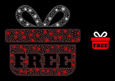 Vector Mesh Net Free Gift with Glowing Wire Frame Dots Stock Illustration