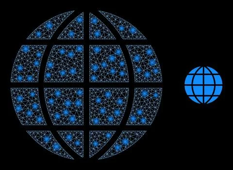 Vector Mesh Net Globe with Majestic Network Flares Illustrazione stock