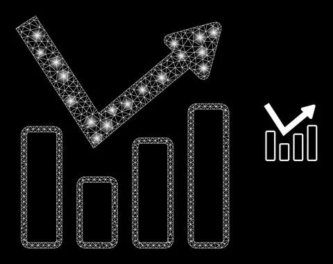 Vector Mesh Net Graph Chart with Magic Network Flares Illustrazione stock