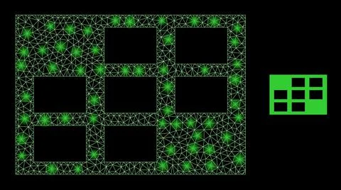 Vector Mesh Net Grid Cells with Majestic Constellation Dots Illustrazione stock