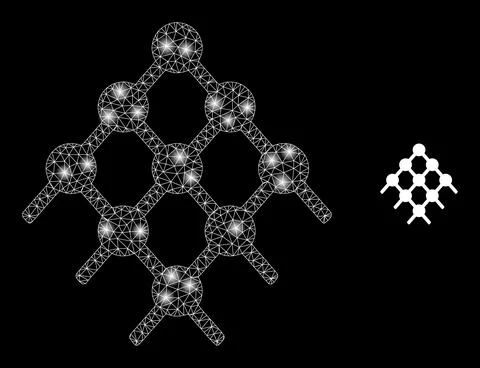 Vector Mesh Net Grid Dots with Light Constellation Spots 스톡 일러스트