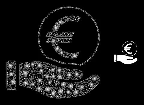 Vector Mesh Net Hand Offer Euro Coin with Magic Carcass Flares Stock Illustration